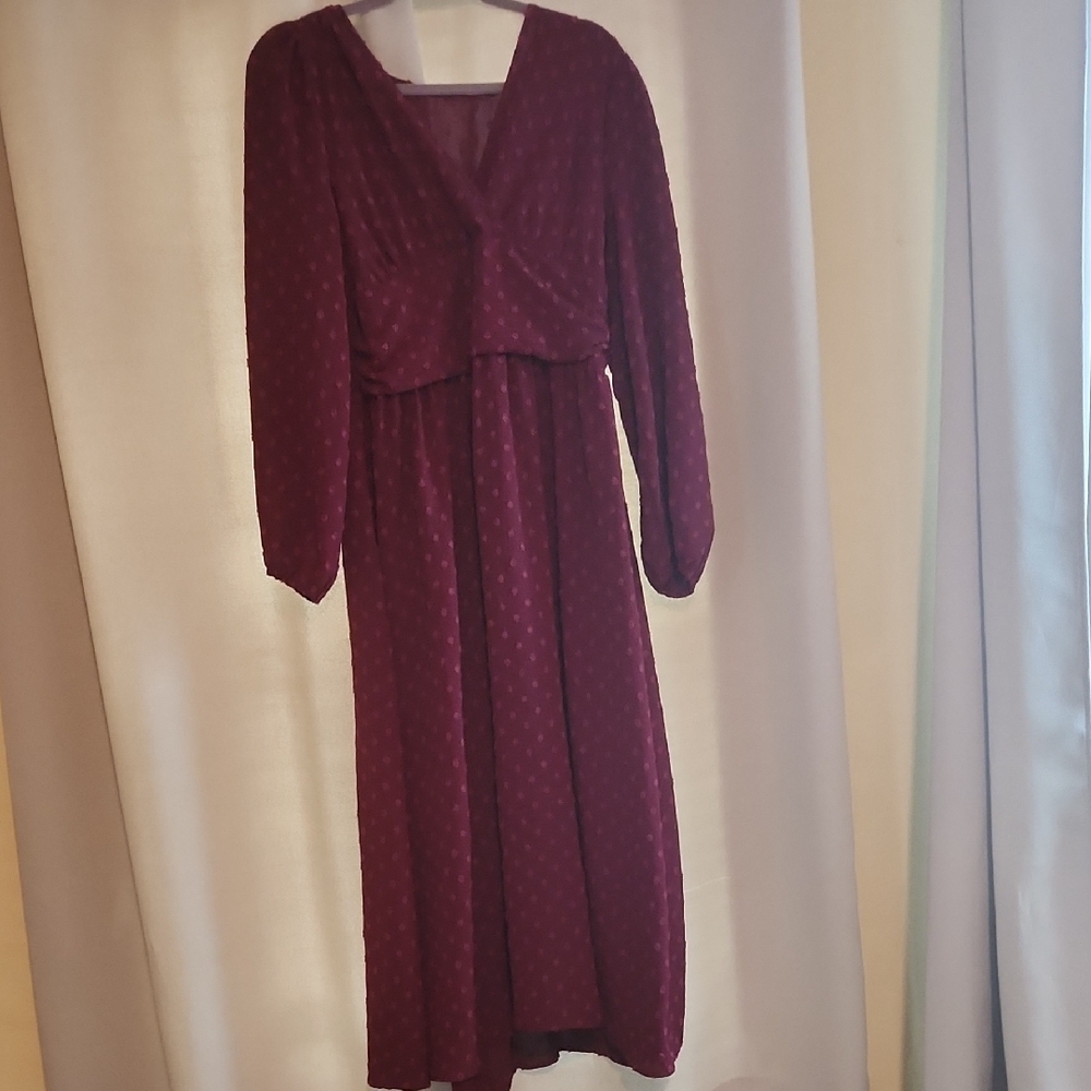 SHEIN Red Wrap Tie Front Long Sleeve Sundress